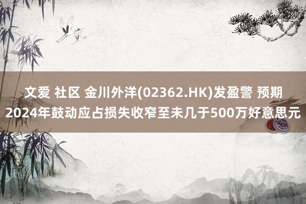 文爱 社区 金川外洋(02362.HK)发盈警 预期2024年鼓动应占损失收窄至未几于500万好意思元