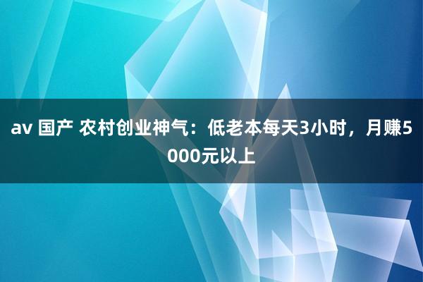 av 国产 农村创业神气：低老本每天3小时，月赚5000元以上