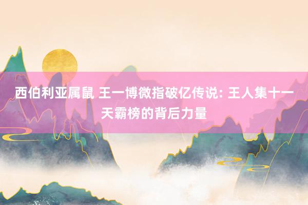 西伯利亚属鼠 王一博微指破亿传说: 王人集十一天霸榜的背后力量