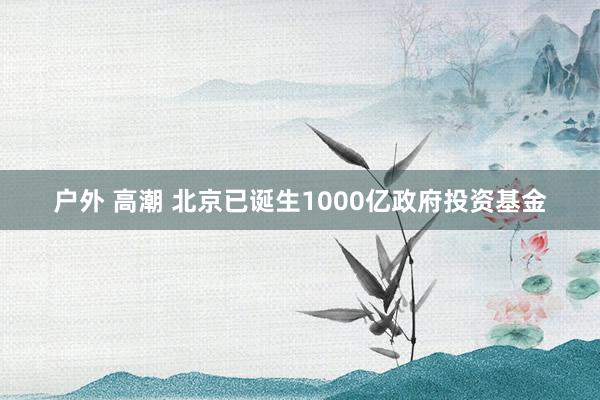 户外 高潮 北京已诞生1000亿政府投资基金