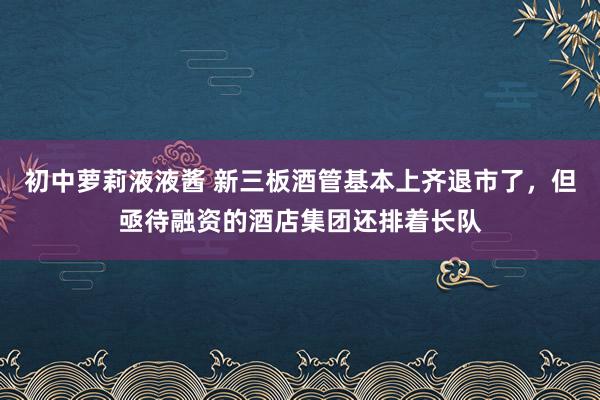初中萝莉液液酱 新三板酒管基本上齐退市了，但亟待融资的酒店集团还排着长队